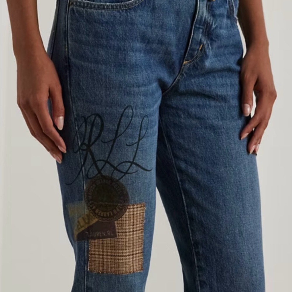 BNWT Ralph Lauren Patchwork Boyfriend Tapered Ankle Jeans